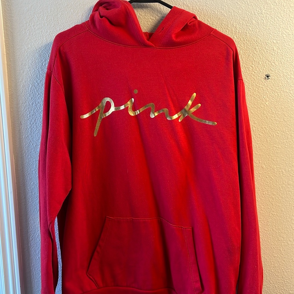 PINK from Victoria’s Secret Red and Gold Hoodie Size Large